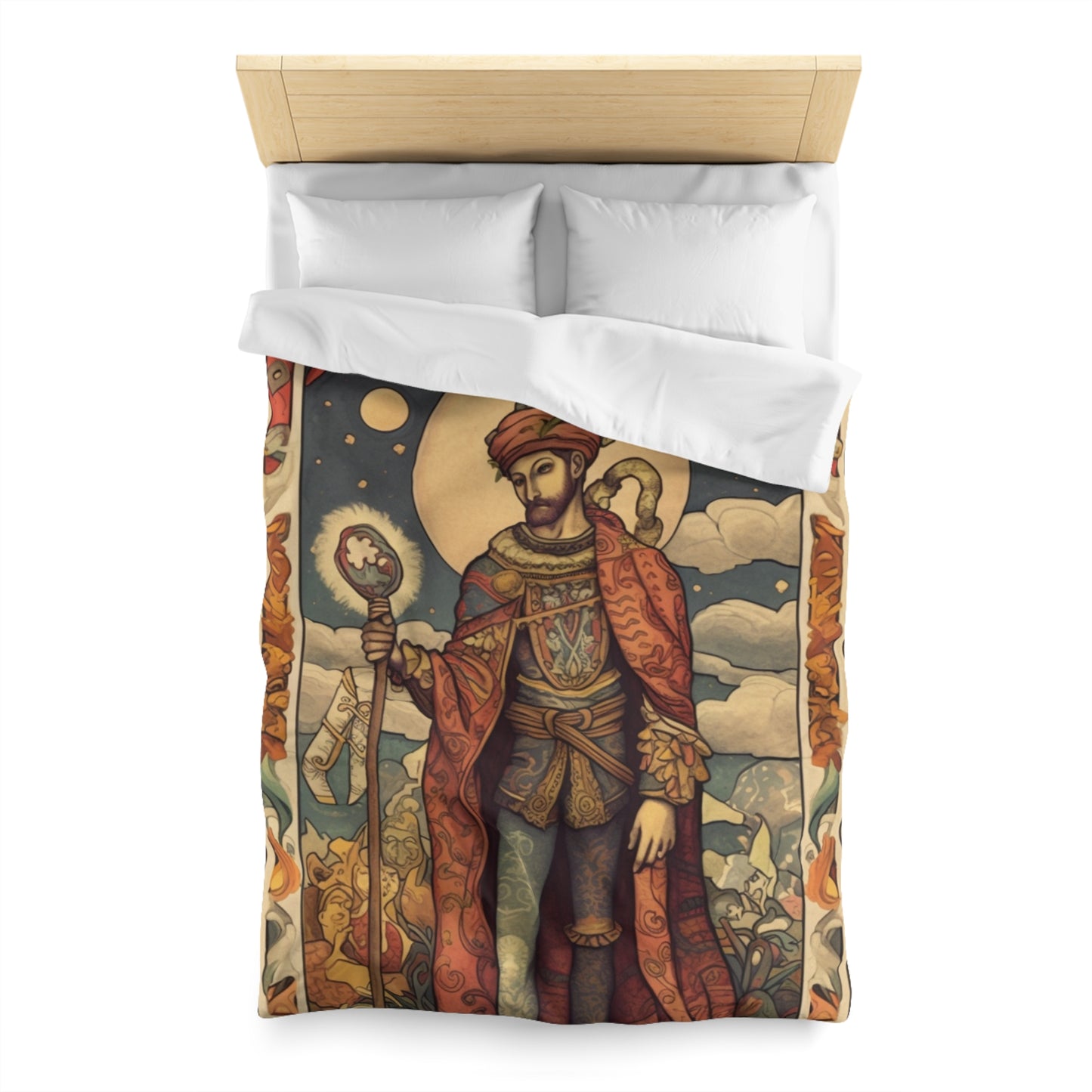 Expressive Tarot - 'The Fool' Card Artistic Reading Symbol - Microfiber Duvet Cover