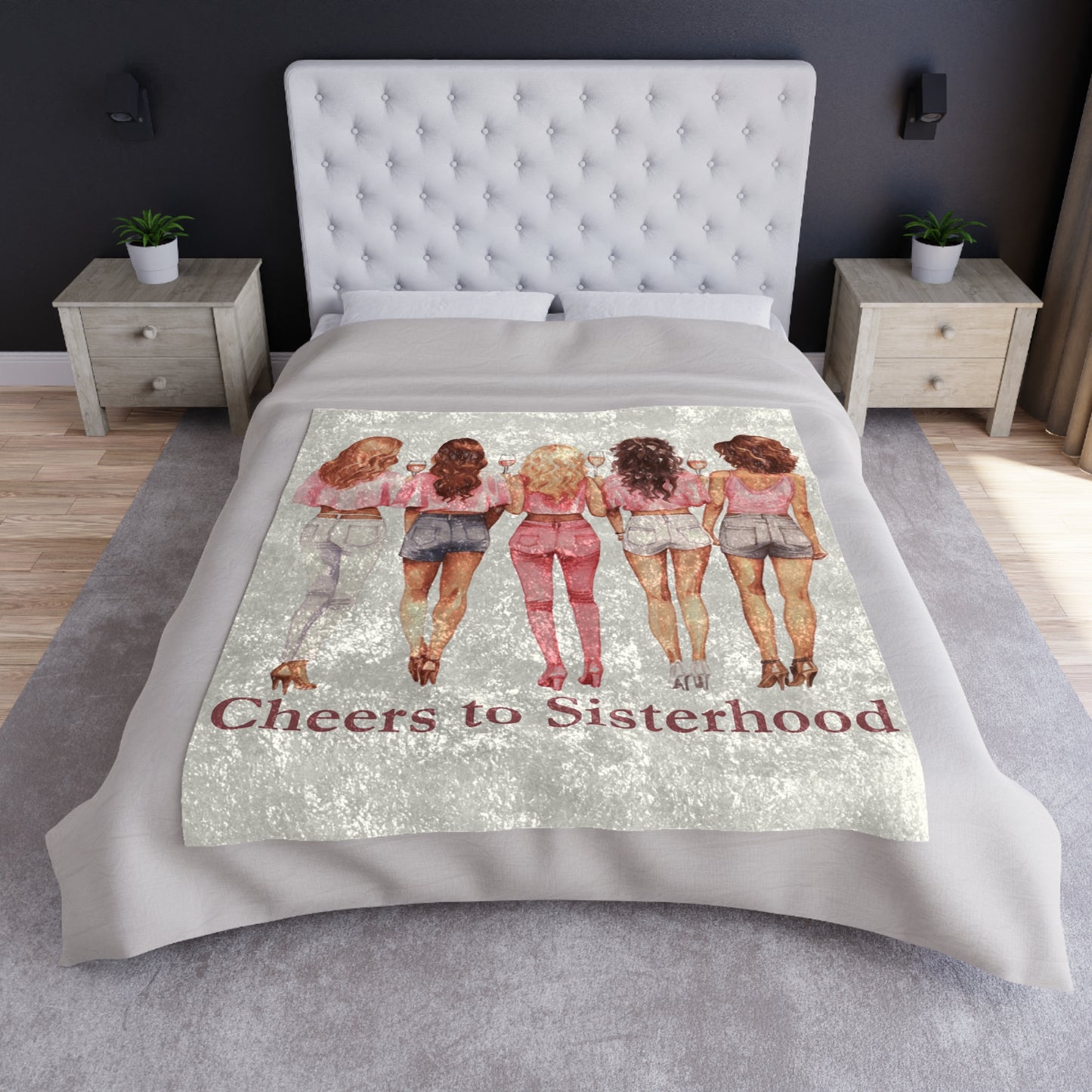 Cheers to Sisterhood - Sorority Chic Bachelorette Party Illustration - Crushed Velvet Blanket