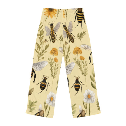 Whimsical Bees & Honeycombs Nature-Friendly Pattern Design Women's Pajama Pants (AOP)