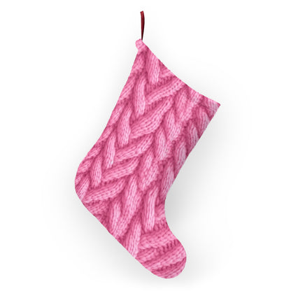 Blush Knit: Diseño de tela texturizada con paleta de color rosa intenso suave - Medias navideñas