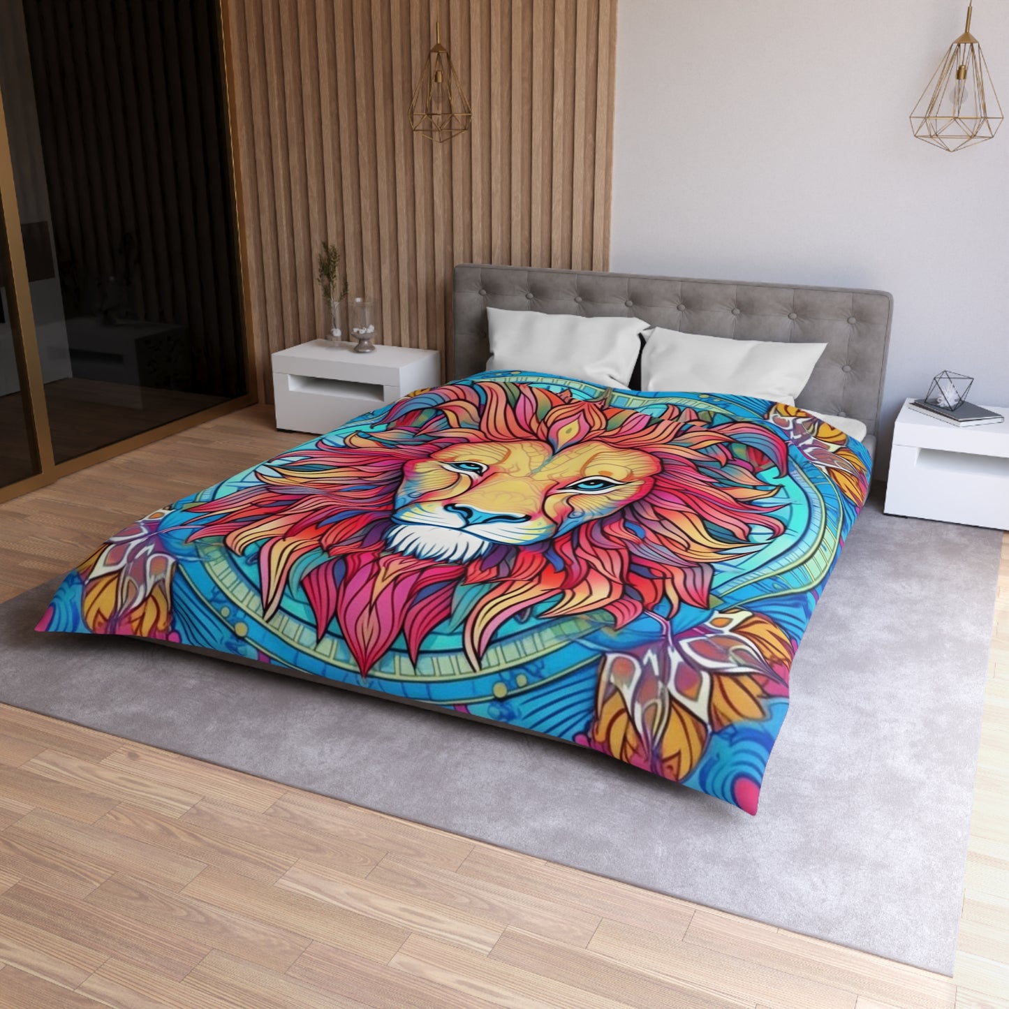 Astrological Leo - Cosmic Zodiac Constellation, Lion Symbol Art - Microfiber Duvet Cover