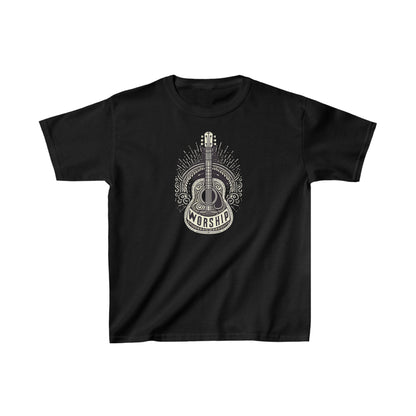 Worship Guitar - Psalm 95 Faith, Trendy Christian, Bible Verse, Religious - Kids Heavy Cotton™ Tee