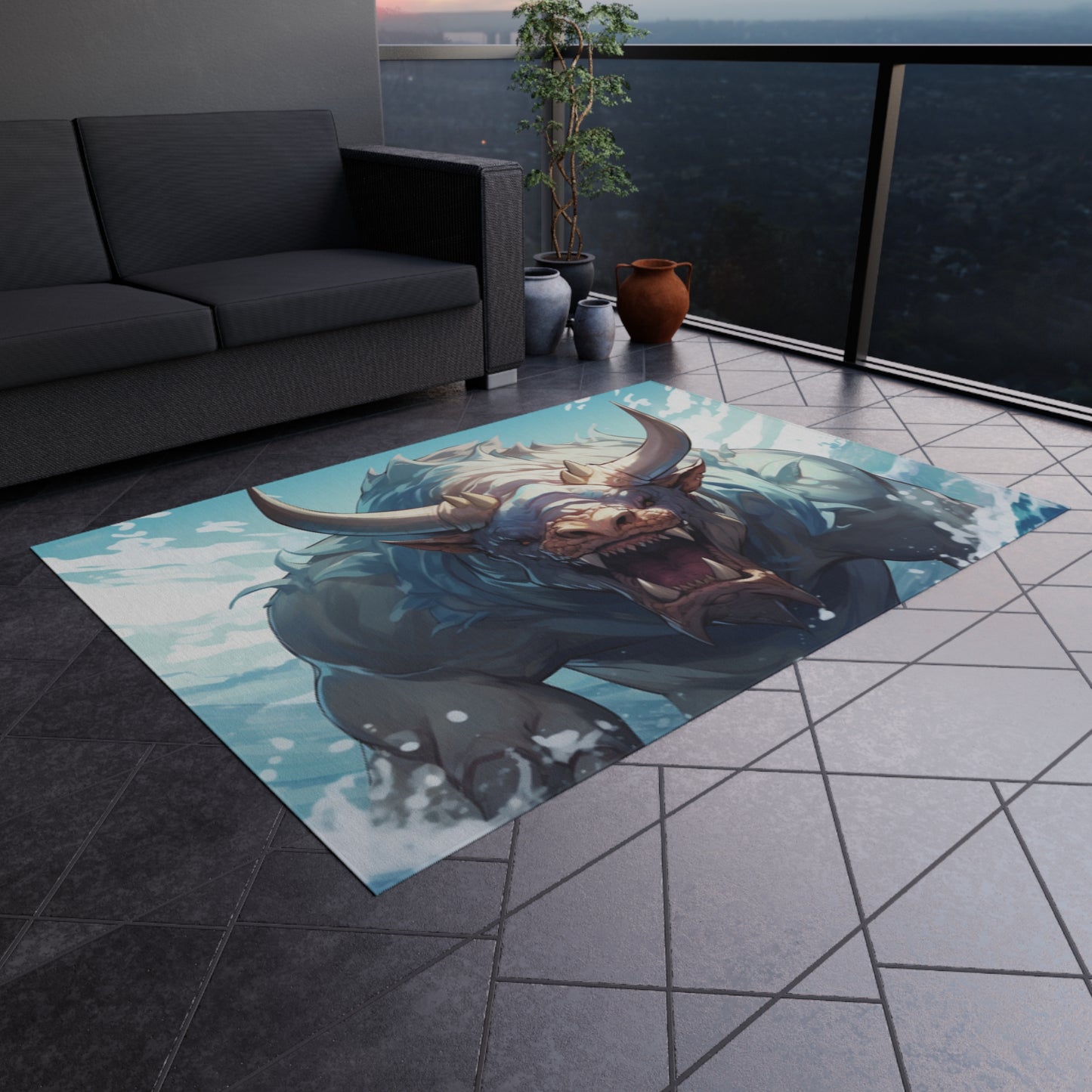 Bull Shark Fusion: Water Fantasy - Hybrid Ocean Marine Animal - Outdoor Rug