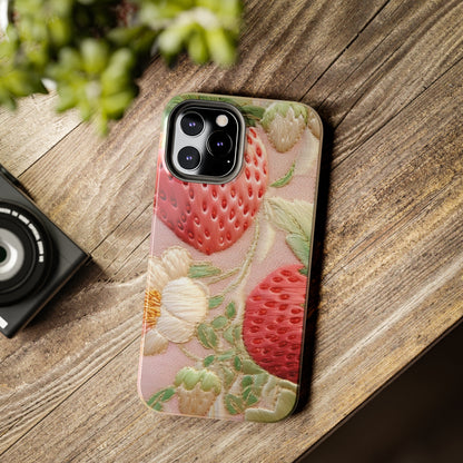 Red Berry Strawberries - Embroid Fruit - Healthy Crop Feast Food Design - Tough Phone Cases