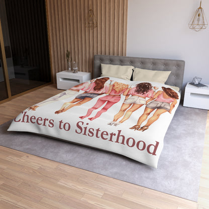 Cheers to Sisterhood - Sorority Chic Bachelorette Party Illustration - Microfiber Duvet Cover