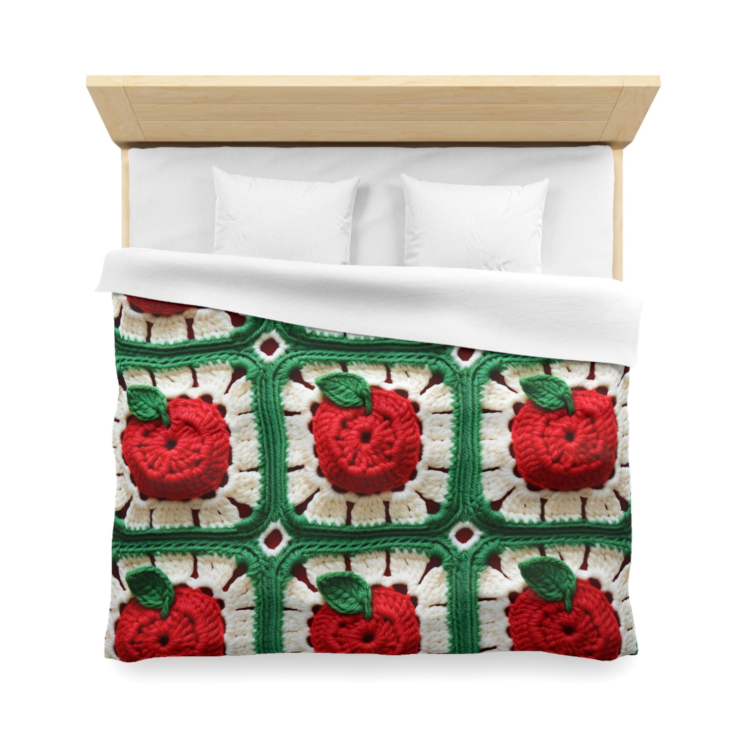 Apple Granny Square Crochet Pattern: Wild Fruit Tree, Delicious Red Design - Microfiber Duvet Cover