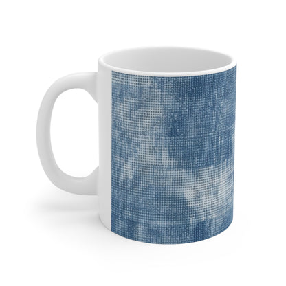 Faded Blue Washed-Out: Denim-Inspired, Style Fabric - Ceramic Mug 11oz