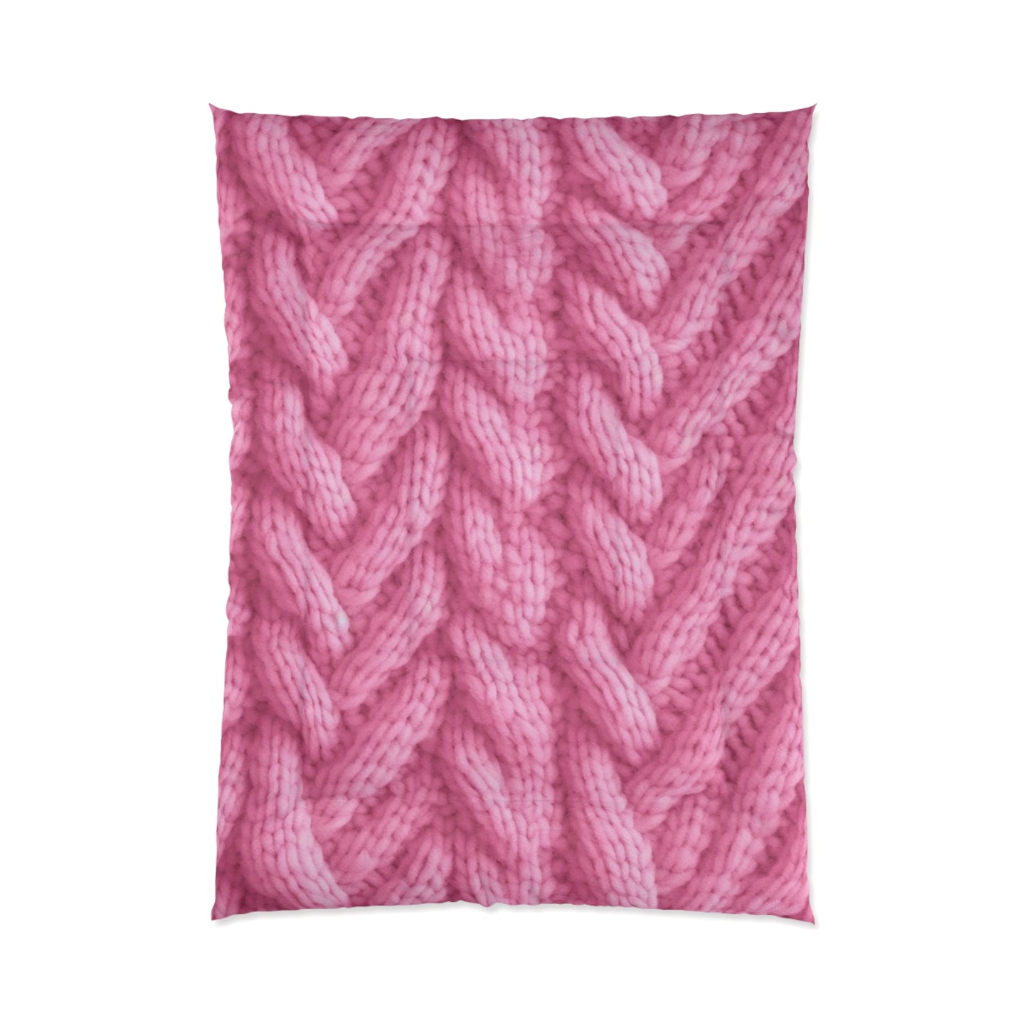 Blush Knit: Soft Hot Pink Palette Textured Fabric Design - Bed Comforter