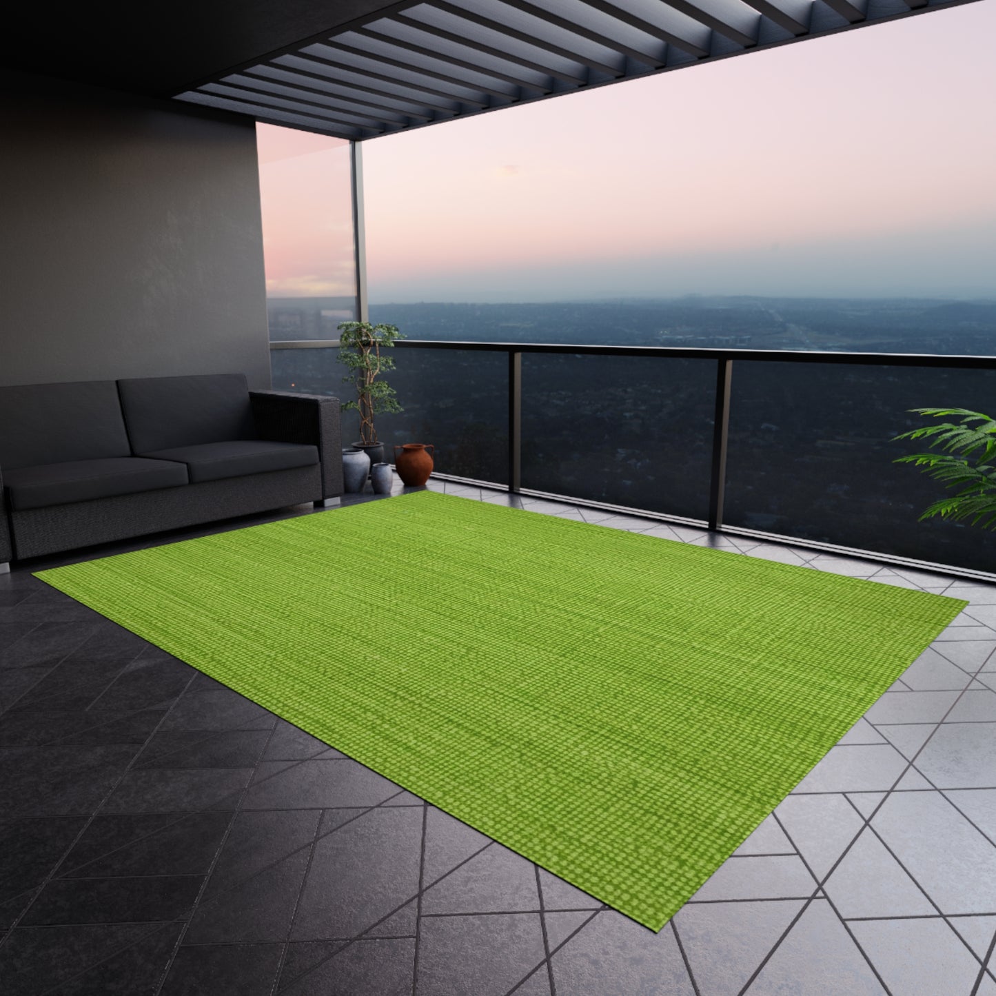 Lush Grass Neon Green: Denim-Inspired, Springtime Fabric Style - Outdoor Rug