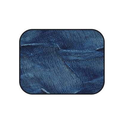 Dark Blue: Distressed Denim-Inspired Fabric Design - Car Mats (Set of 4)