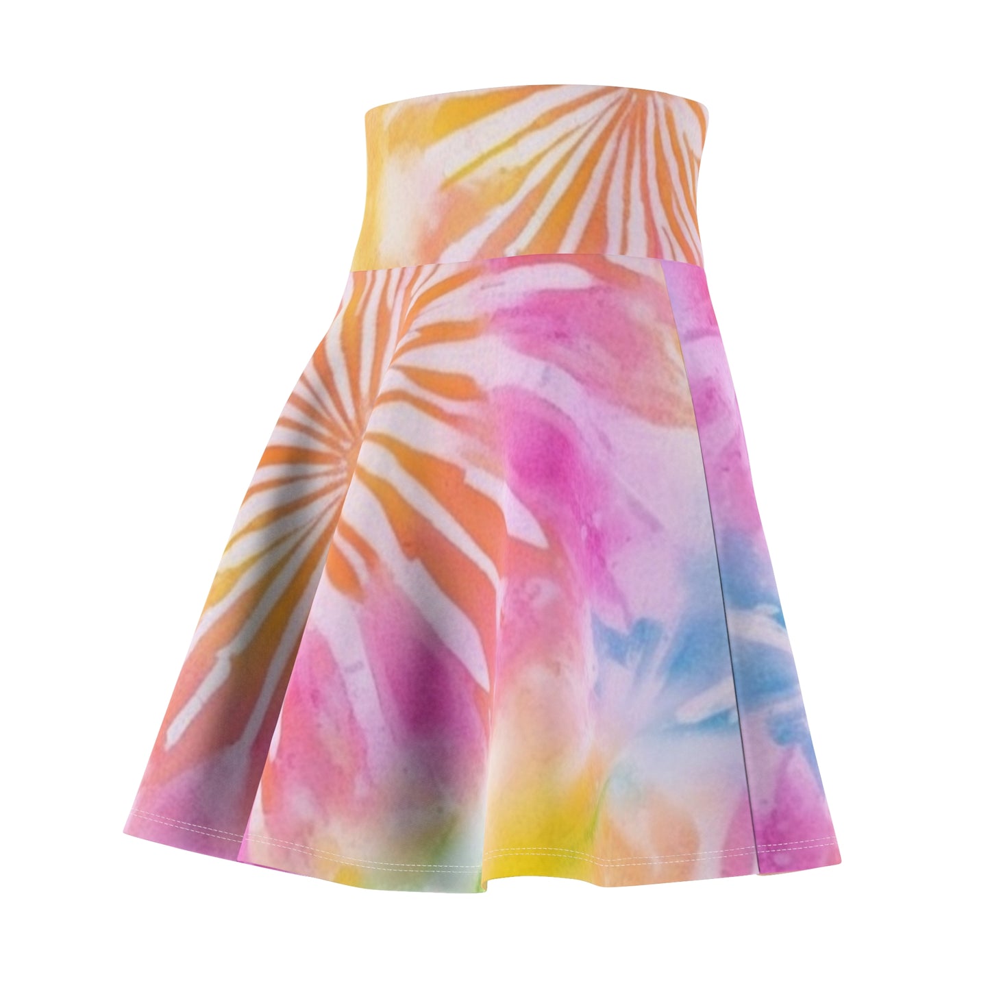 Boho Beach Vibe Pastel Hues Tie-Dye Pattern Design Women's Skater Skirt (AOP)