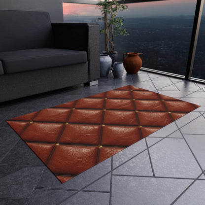 Brown Leather Cognac Pattern Rugged Durable Design Style - Outdoor Rug