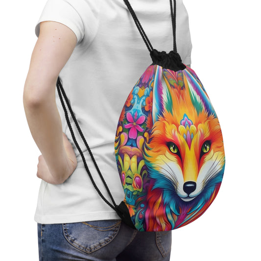 Vibrant & Colorful Fox Design - Unique and Eye-Catching - Drawstring Bag