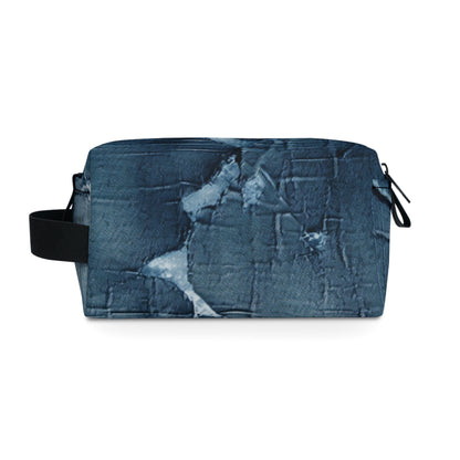 Distressed Blue Denim-Look: Edgy, Torn Fabric Design - Toiletry Bag