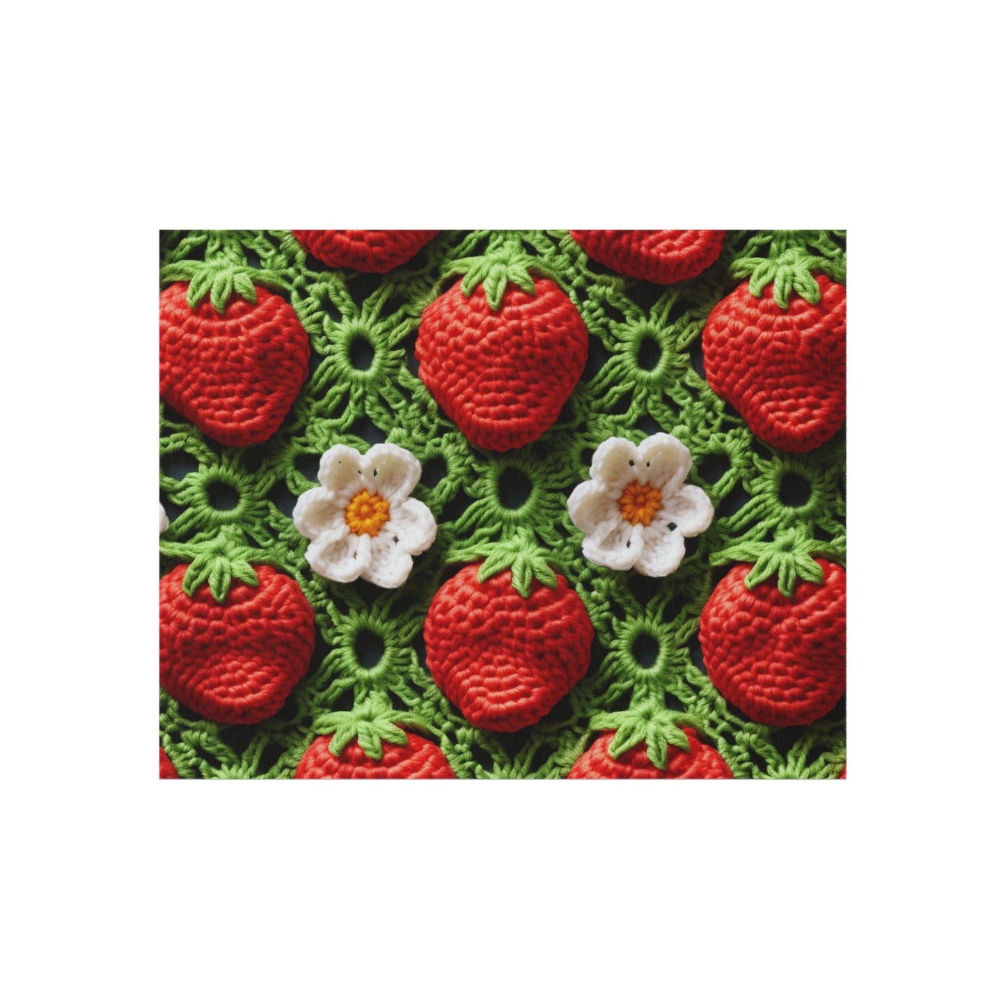 Strawberry Field Crochet - Forever Forest Greens - Fruit Berry Harvest Crop - Outdoor Rug