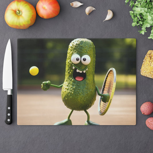 Pickle Playing Pickleball: Serve, Paddle, Game - Court Sport - Cutting Board