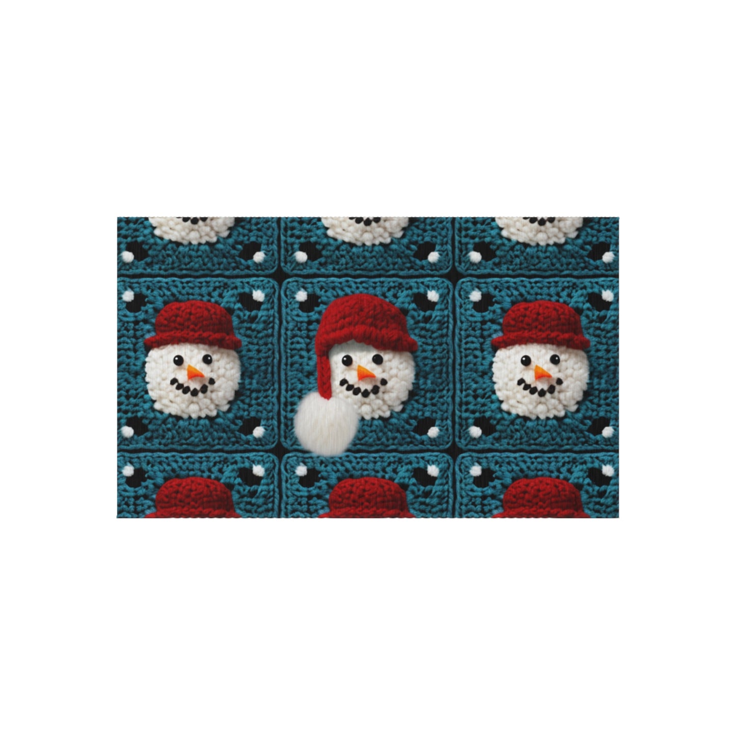 Snowman Crochet Craft, Festive Yuletide Cheer, Winter Wonderland - Outdoor Rug