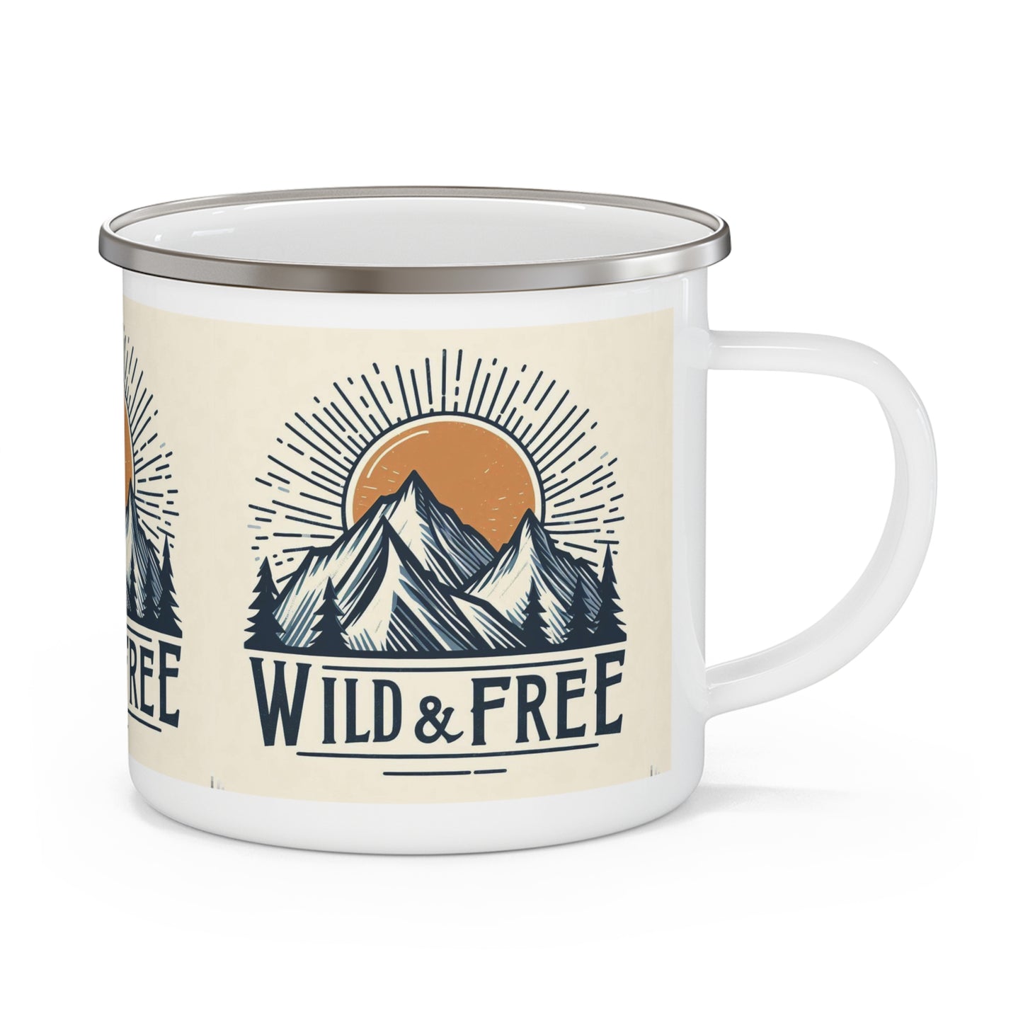 Wild and Free - Outdoor Adventure - Enamel Camping Mug