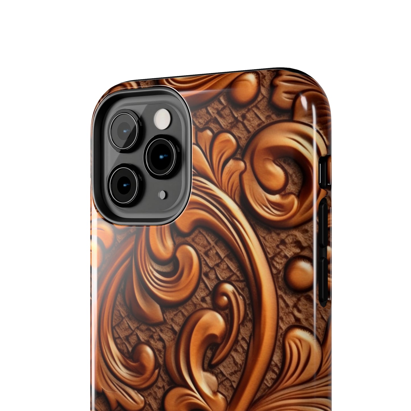 Leather Flower Cognac Classic Brown Timeless American Cowboy Design - Tough Phone Cases