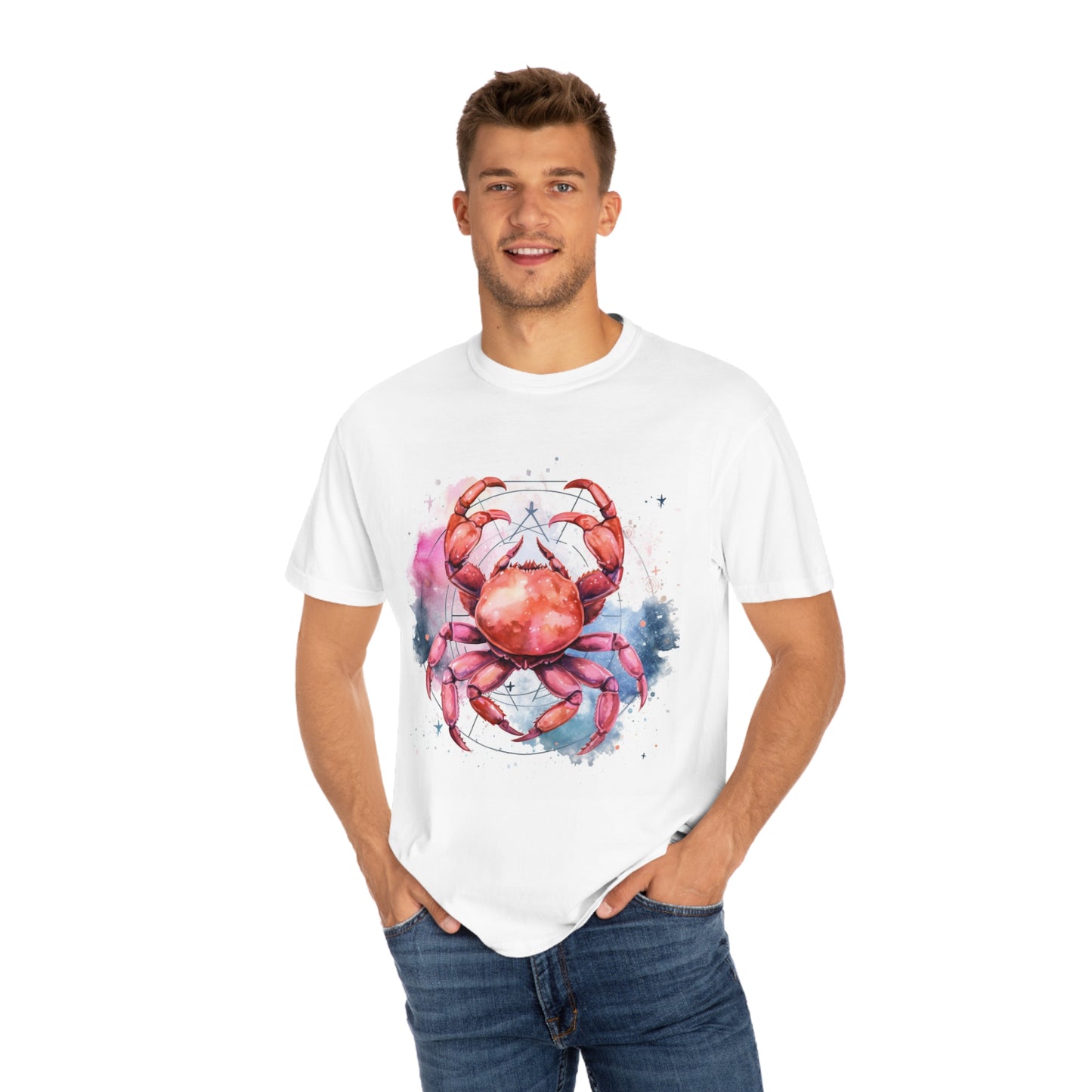 Cancer Star Sign - Elegant Zodiac Astrology - Unisex Garment-Dyed T-shirt