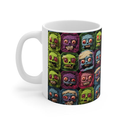 Zombie Crochet Halloween Spooky Holiday Festive Horror Living Dead - Taza de cerámica 11oz 