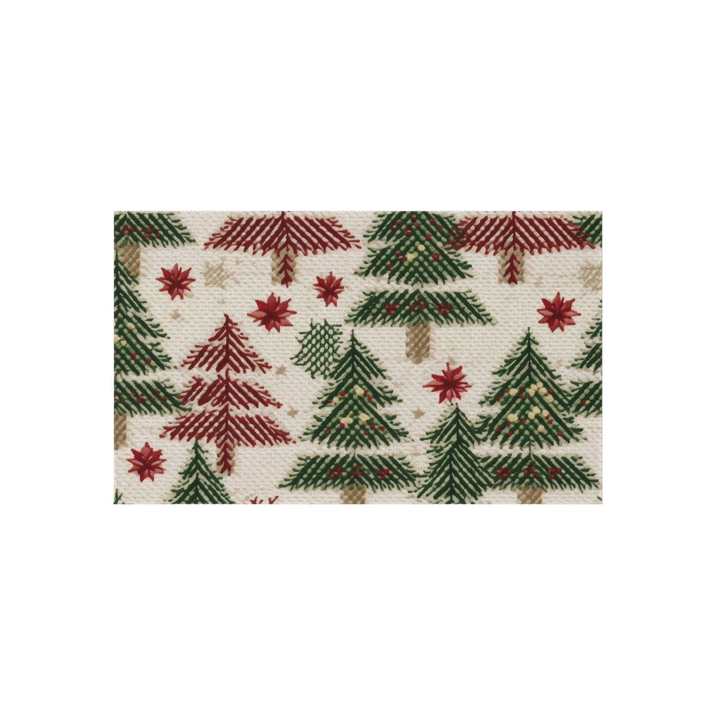 Embroidered Christmas Winter, Festive Holiday Stitching, Classic Seasonal Design - Outdoor Rug