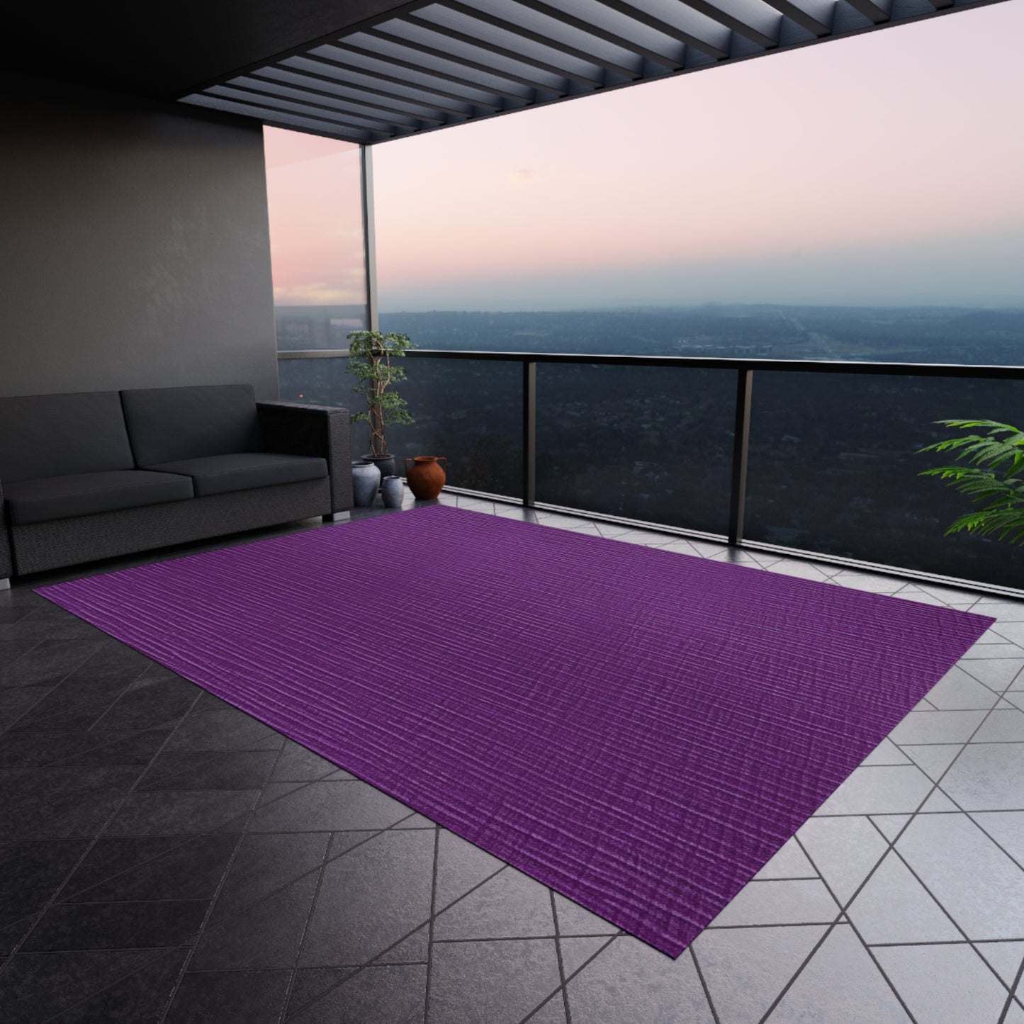 Violet/Plum/Purple: Denim-Inspired Luxurious Fabric - Outdoor Rug