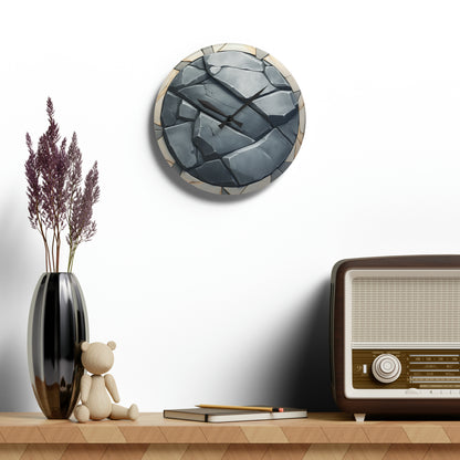 Polygonal, minimalistic, concept art, granite chiseled, Acrylic Wall Clock