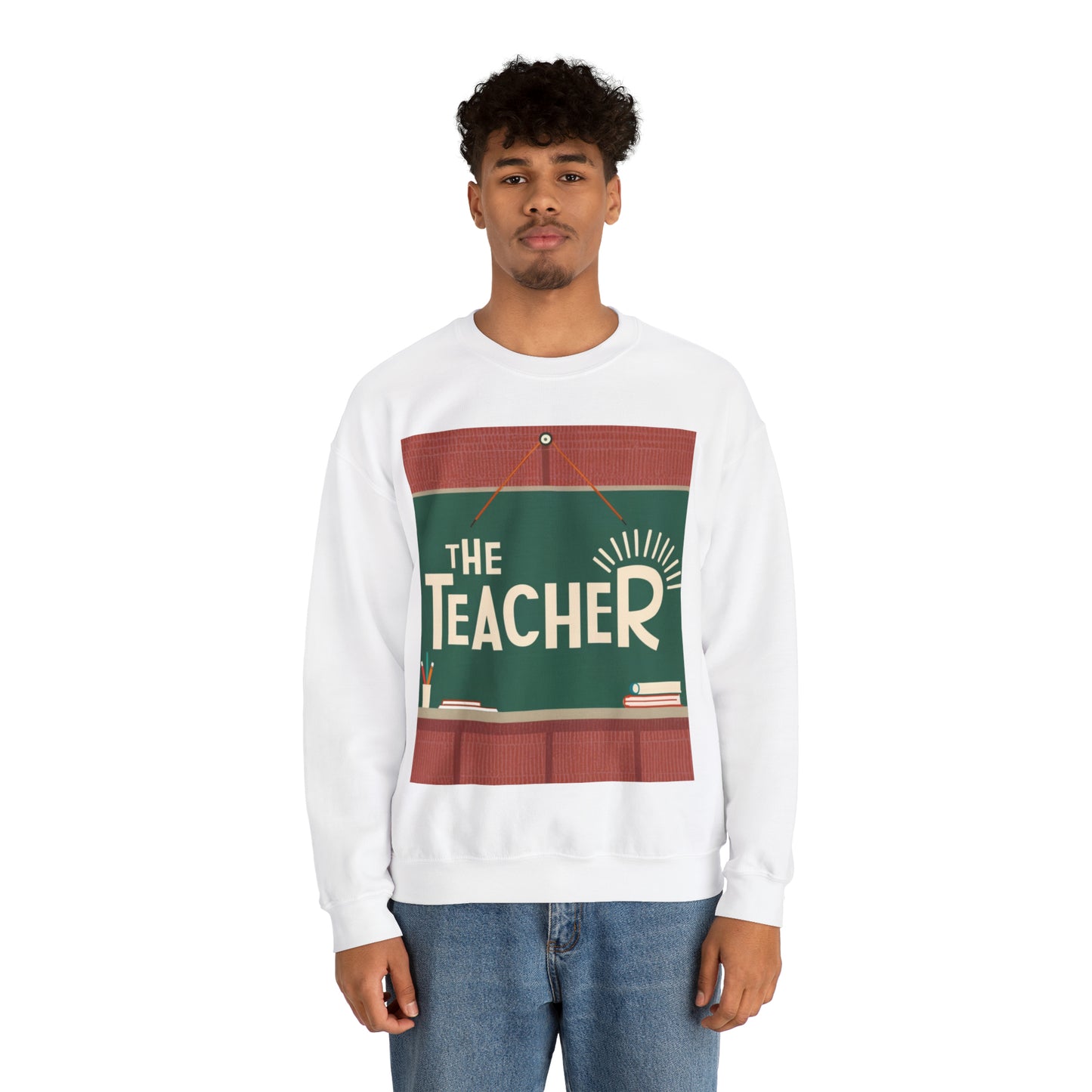 The Teacher Retro Blackboard Teacher Chalk Classroom Gift - Sudadera unisex Heavy Blend™ con cuello redondo 