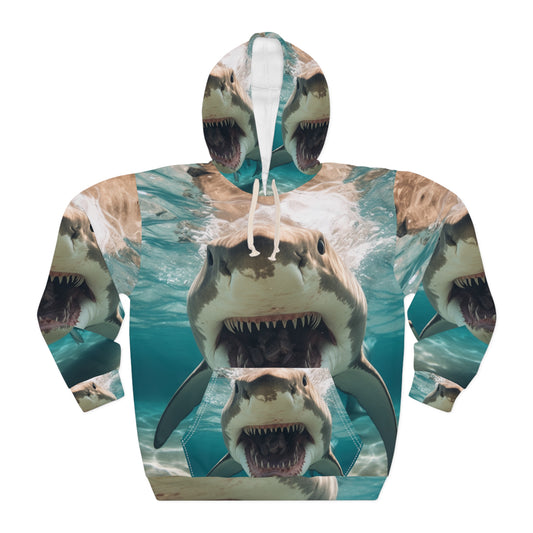 Bull Shark: River Monster Menace - Realistic Dark Water Predator - Unisex Pullover Hoodie (AOP)