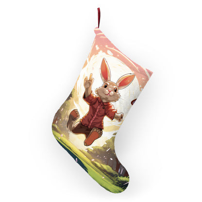 Disc Golf Rabbit: Bunny Aiming Frisbee for Basket Chain - Christmas Stockings