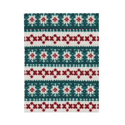 Christmas Knit Crochet Holiday, Festive Yuletide Pattern, Winter Season - Velveteen Plush Blanket