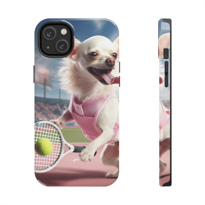 Chihuahua Tennis Ace: Dog Pink Outfit, Court Atheletic Sport Game - Tough Phone Cases