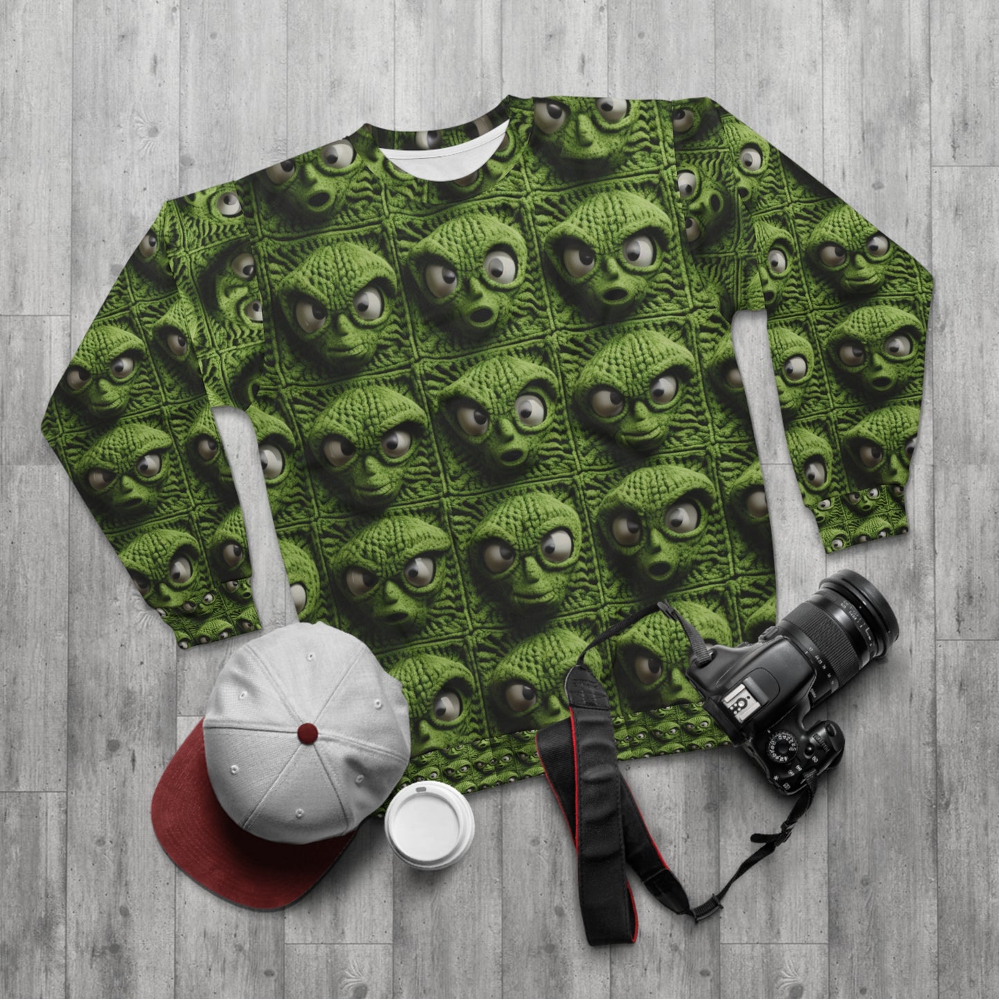 Alien Granny Square Crochet - Galacitc Space Sci fi Fantasy Theme - Unisex Sweatshirt (AOP)