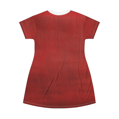 Juicy Red Berry Blast: Denim Fabric Inspired Design - T-Shirt Dress (AOP)