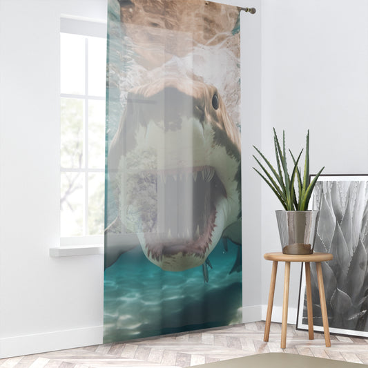 Bull Shark: River Monster Menace - Realistic Dark Water Predator - Window Curtain