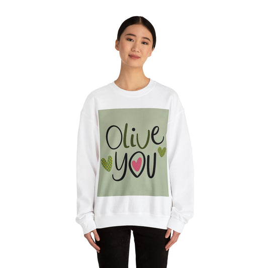 Olive You- I Love You - Fun Pun Meme Saying Quirky Gift - ユニセックス ヘビーブレンド™ クルーネック スウェットシャツ