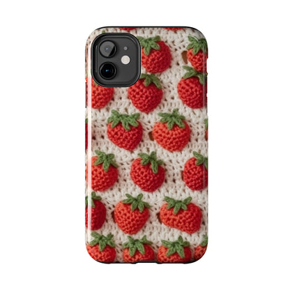 Strawberry Traditional Japanese, Crochet Craft, Fruit Design, Red Berry Pattern - Tough Phone Cases