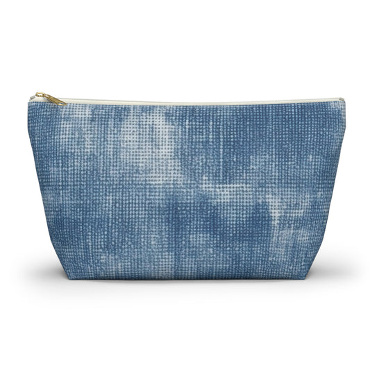Faded Blue Washed-Out: Denim-Inspired, Style Fabric - Accessory Pouch w T-bottom
