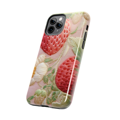 Red Berry Strawberries - Embroid Fruit - Healthy Crop Feast Food Design - Tough Phone Cases