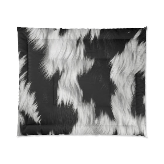 Cowhide on Hair Leather - Black and White - Designer Style - Bed Comforter