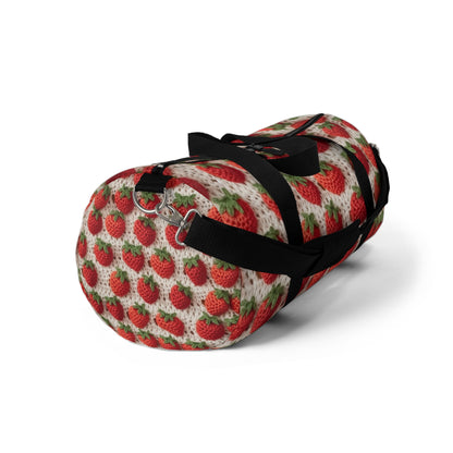 Strawberry Traditional Japanese, Crochet Craft, Fruit Design, Red Berry Pattern - Duffel Bag