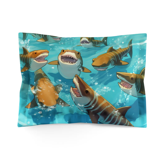 Tiburón tigre: vida silvestre marina oceánica - Submarino - Funda de almohada de microfibra