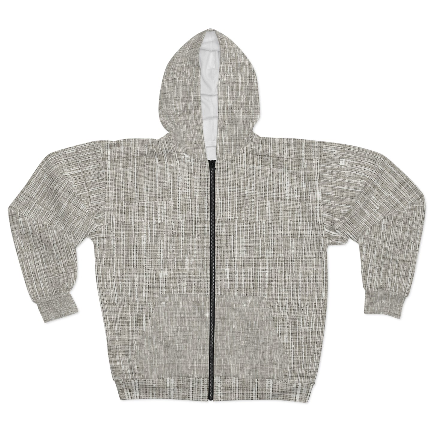 Silver Grey: Denim-Inspired, Contemporary Fabric Design - Unisex Zip Hoodie (AOP)