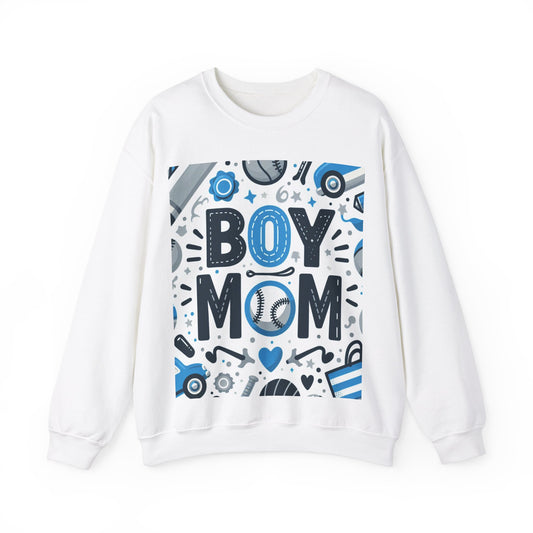 Boymom デザインシャツ、男の子ママ向け野球ギフト、ユニセックス ヘビーブレンド™ クルーネック スウェットシャツ