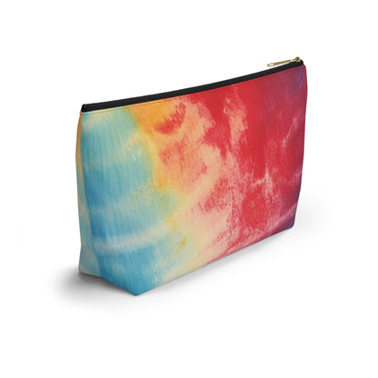 Rainbow Tie-Dye Denim: Vibrant Multi-Color, Fabric Design Spectacle - Accessory Pouch w T-bottom