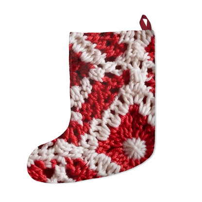 Warm Winter Red & White Crochet Knit: Cinematic Chic Texture Design - Christmas Stockings