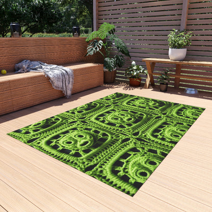 Halloween Green Alien Crochet Galactic Space Zombie Style - Outdoor Rug