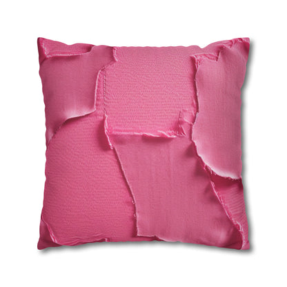 Distressed Neon Pink: Edgy, Ripped Denim-Inspired Doll Fabric - Spun Polyester Square Pillow Case