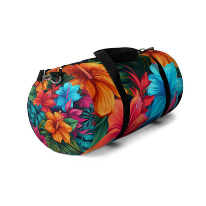 Vibrant Hawaiian-Inspired Tropical Floral Pattern Design Duffel Bag